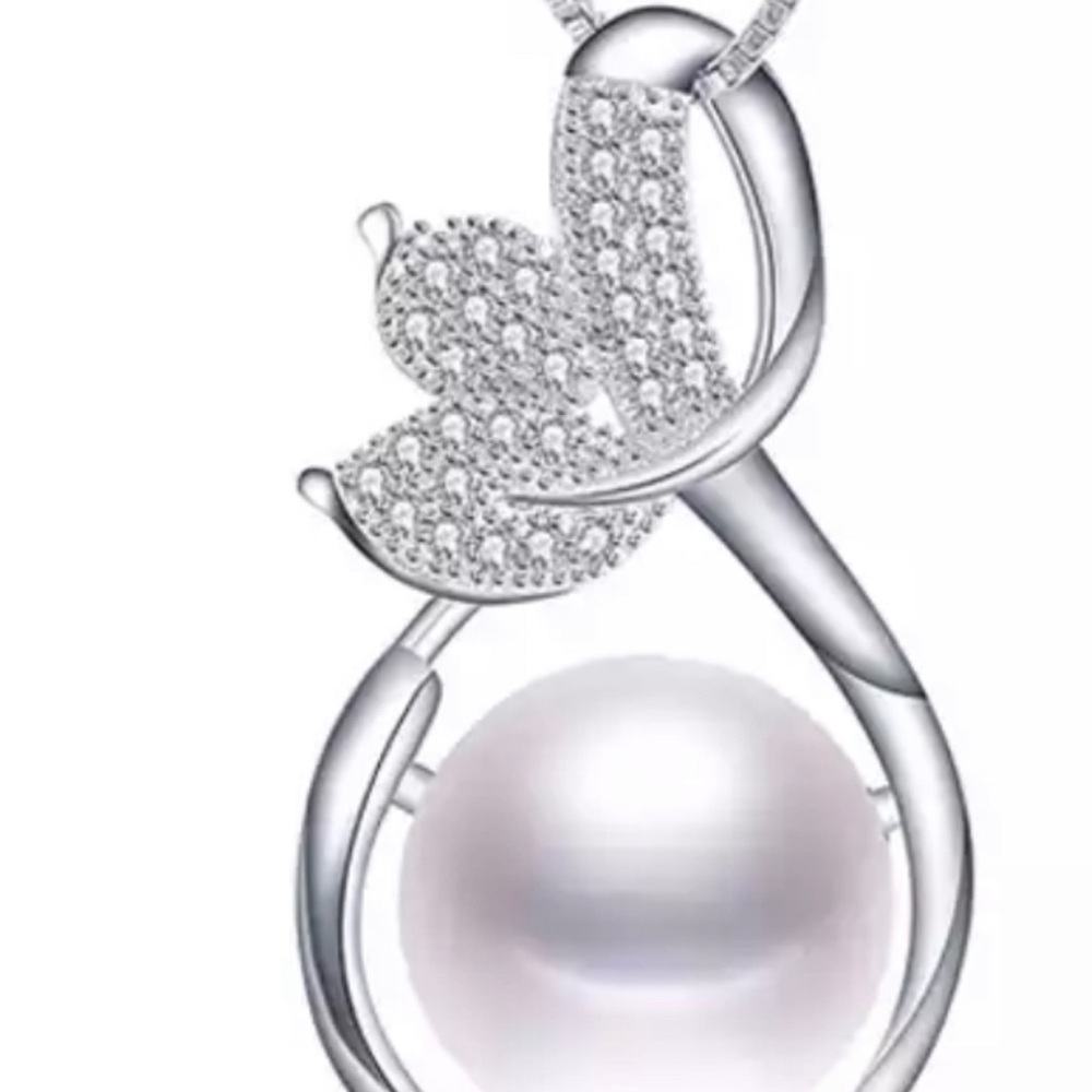 Freshwater Simulated Pearl S 925 Sterling Silver Pendant Necklace - Picture 2 of 4